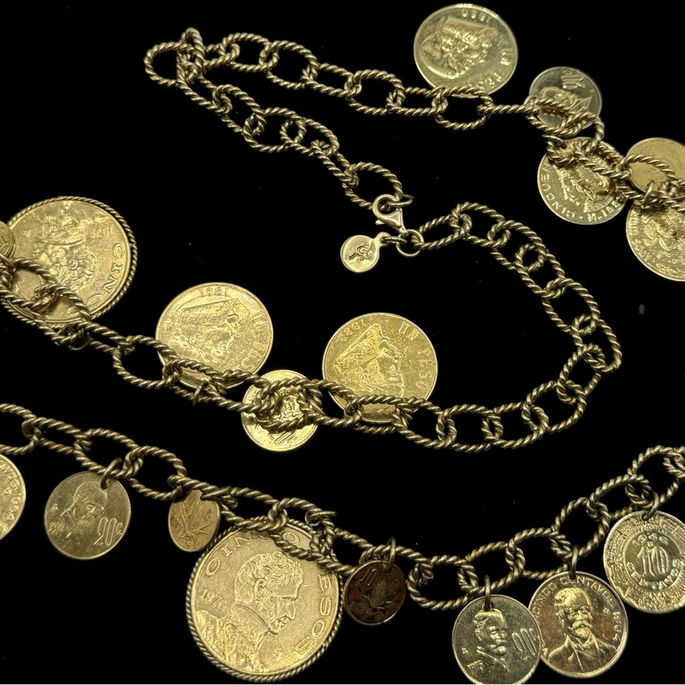 Dora B. Mexican Coin Gold-Tone Necklace